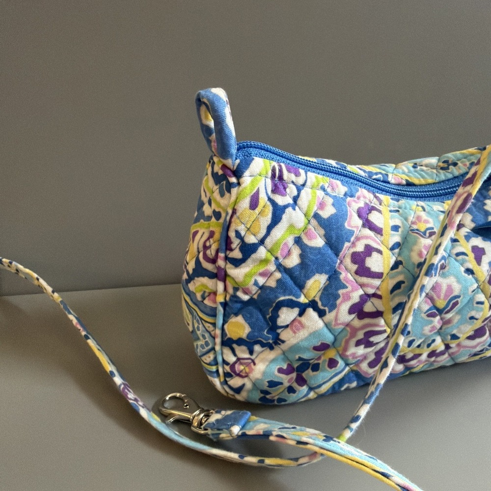 Vera Bradley Capri Blue Crossbody Shoulder Bag Purse Paisley Small Cotton - Picture 6 of 11